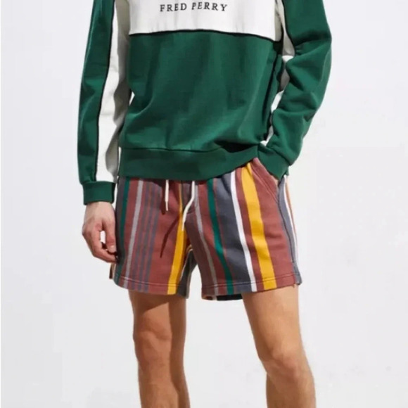 Urban Outfitters Men’s Striped Sweat-shorts Volley Shorts Sz S - Picture 1 of 6